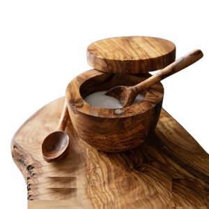 Ensemble de deux sucriers décoratifs en bois de couleur marron de taille moyenne avec cuillères Bol en bois pour ustensiles de cuisine de restaurant - Product Image 6