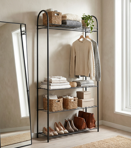Metal Garment <b>Rack</b>, <b>Clothes</b> <b>Rack</b>, Clothing Organizer, Open Wardrobe, Garment Storage <b>Rack</b>, <b>Clothes</b> Hanger Stand, Metal Closet Or - Product Image 3