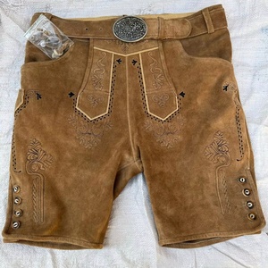 Pantalones Cortos de Cuero Bávaros para Hombre de Alta Calidad, Cuero Genuino, Estilo Alemán Trachten, Tela Bordada Resistente al Viento, Cintura Media, Primavera - Product Image 3