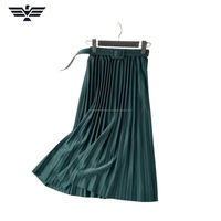 Falda Midi Plisada Elástica de Cintura Natural para Mujer, Color Sólido, Estilo Casual, Verano, Gasa Transpirable, Diseño en Línea A