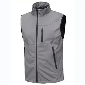 Logotipo personalizado moda invierno cremallera sin mangas cuello alto deportes Casual hombres Softshell chaleco polar - Product Image 2