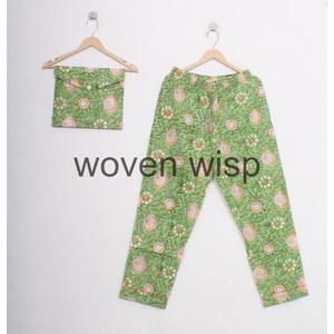 Conjunto de pijama de cintura elástica a cuadros estampado a mano personalizado, tejido de algodón indio hecho a mano a granel, moda de invierno y verano - Product Image 5