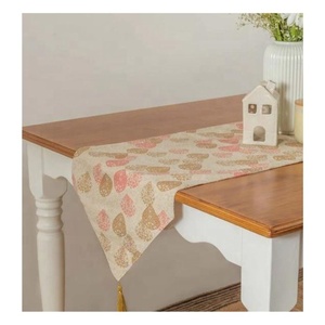 OEM ODM 100% Pure Cotton GOTS Certificate Cheap Embroidered Top Sell <b>Table</b> <b>Runners</b> Grey Shade Tasseled Beautiful Modern Design - Product Image 4