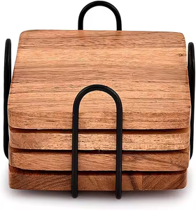 Sous-verres en noyer sous-verres en bois propres et durables avec un entretien facile par l'artisanat en croissant - Product Image 1