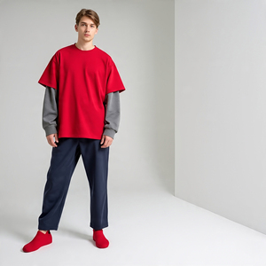 Camisetas de manga larga sólidas ecológicas personalizadas y pantalones para correr 2 en 1, conjuntos de chándal ligeros de verano para exteriores - Product Image 3