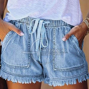 Women <b>Jeans</b> Shorts With Pockets Different Color <b>Soft</b> Loose Summer Shorts Styles 2025 Custom Logo Cotton - Product Image 2