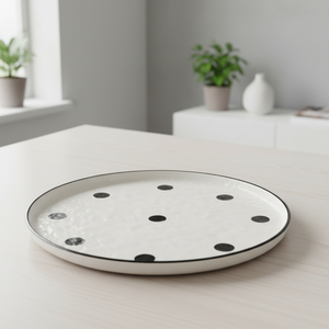 Disque en grès de qualité supérieure 3460897-25.5, 10 pouces, décoration à pois noirs - Product Image 2