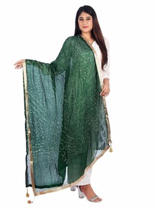 Vibrant Bandhej Dupatta Traditional Scarf Cotton Mirror Embroidered Dupatta for Women and Girls Hijab <b>Shawl</b> Handmade <b>Wrap</b> - Product Image 5