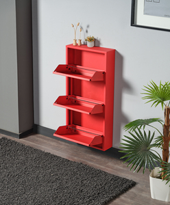 Modern Minimalist 3-Layer <b>Shoe</b> Rack Black Metal Office Wall Mounted up to 11 Pair 150x510x117cm Cabinet - Product Image 6