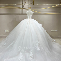 Robe de mariée classique Jancember JFH101 à col bateau avec fleurs 3D