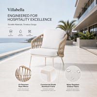 Canapé d'extérieur tout temps en corde, mobilier de jardin et de terrasse moderne avec cadre en aluminium pour villa et complexe hôtelier