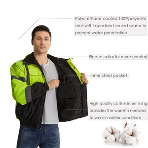 เสื้อแจ็กเก็ตกันน้ำแขนยาว Hi VIS สำหรับผู้ชายชุดทำงานแบบสะท้อนแสงปรับแต่งโลโก้ได้ - Product Image 4