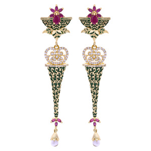 Elegante tradicional AD pendientes colgantes chapados en oro AD joyería de moda personalizada imitación antigua moda para fiesta exportación directa - Product Image 2