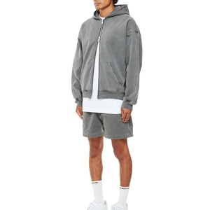 High Quality Wholesale Custom Logo 400gsm Cotton Blend Unisex Oversized <b>Drop</b> Shoulder <b>Acid</b> Washed Men's Hoodies & Sweatshirts - Product Image 2