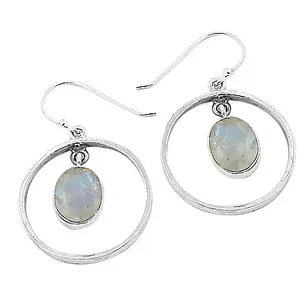 18K Gold Plated 925 <b>Silver</b> Moonstone <b>Hoop</b> <b>Earrings</b> Drop Dangle <b>Earrings</b> with Zircon for Women for Weddings and Parties - Product Image 2