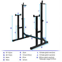 Support de barre de musculation pliable réglable en métal noir pour la musculation, l'entraînement de force et les équipements de fitness EIGFOH