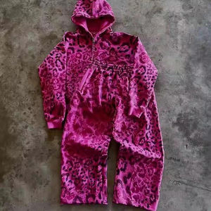 Tracksuits sweatsuit Wholesale Streetwear Custom Heavyweight Oversized <b>Distressed</b> Zip up Boxy Cropped Hoodies sweatpants set Men - Product Image 5