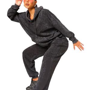 Survêtements décontractés délavés à l'acide avec logo personnalisé pour femmes polaire d'hiver hip hop de haute qualité sur mesure 2026 - Product Image 2