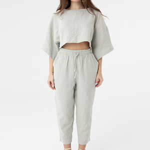 Nouveauté Ensemble 2 pièces de style logo personnalisé, haut court, t-shirt et pantalon de jogging, ensemble de vêtements d'été pour femmes - Product Image 2