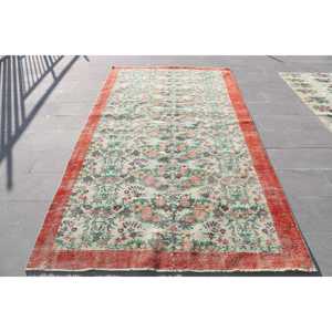 พรมวินเทจตุรกีขนาดใหญ่ 5.4x10.2 ฟุต พรมขอบสีแดงเขียว - Product Image 1