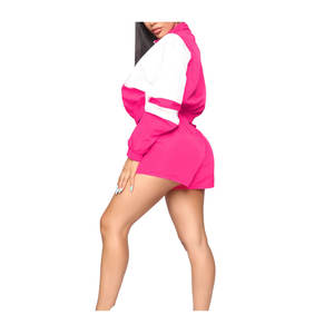 High Quality Woman's 2-Piece Cotton <b>Short</b> Set Regular Zipper <b>Cropped</b> <b>Top</b> Windbreaker Jacket Solid Pattern Plus Size Spring 2026 - Product Image 3