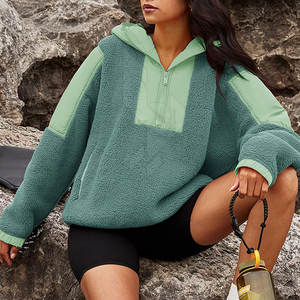 2025 Sherpa Fleece <b>Women's</b> <b>Quarter</b> <b>Zip</b> Streetwear Sweatshirt High Collar Breathable Warm Winter Customizable Front Logo - Product Image 5