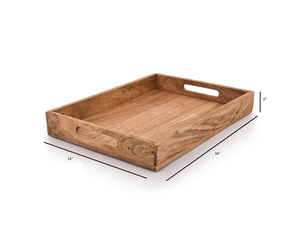 Plateau de service rectangulaire en bois fait main Divris avec poignée, finition polie, sans danger pour les aliments, pour usage domestique - Product Image 3