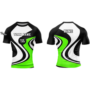 Nouveaux designs imprimés sur mesure demi-manchon Compression Rash Guard pour MMA-tissu polyester/nylon à séchage rapide - Product Image 3