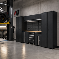 Banc de travail industriel en acier SPCC avec armoire à outils et panneau perforé, verrouillable, pour garage et atelier, OEM ODM