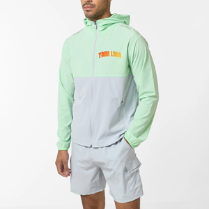 2025 recién llegado 100% nailon ligero de talla grande chaqueta con cremallera y conjunto corto ropa de calle a prueba de viento e impermeable conjunto corto para hombres - Product Image 1