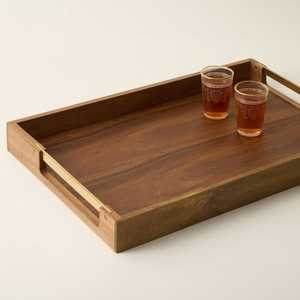 Plateau de service alimentaire de forme personnalisée de meilleure qualité avec poignée fini noyer pour la maison hôtel restaurant utilisation plateau de service en gros - Product Image 4