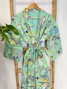 Batas de chaqueta de tela de algodón de estilo Unisex, albornoz de fiesta de invierno de verano con estampado atractivo, traje de playa, cintura Natural, venta al por mayor - Product Image 5