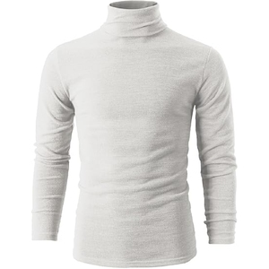 Suéter de punto de invierno antiarrugas ajustado para hombre, suéter de poliéster de cuello redondo transpirable antiencogimiento - Product Image 1