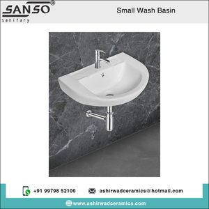 Lavabo à main en céramique blanche au design moderne SANSO Garantie écologique de 5 ans Petit trou suspendu au mur de forme ovale - Product Image 2