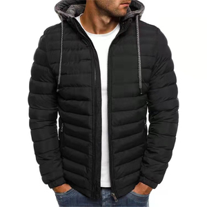 Vêtements d'extérieur chauds décontractés d'hiver pour hommes Nouveau design Manteaux épais à capuche rembourrés en coton avec logo à l'avant - Product Image 4