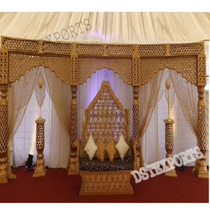 Merveilleuse décoration de scène musulmane Walima UK mariage glamour doré sculpté Bollywood scène scène de mariage traditionnelle - Product Image 1