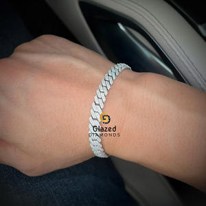 Bracelet unisexe tendance style hip-hop Cuban Link avec diamants de laboratoire taille brillant ronde en argent sterling 925 pour cadeau ou fête - Product Image 2