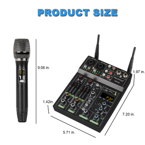 Biner UF4-M Interface Audio USB Professionnelle 4 Canaux Console de <span class=keywords><strong>Mixage</strong></span> Audio Domestique avec Microphone Sans Fil pour Karaoké et <span class=keywords><strong>PC</strong></span> - Product Image 2