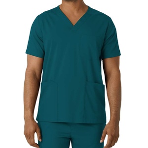 Ensemble d'uniformes médicaux pour hôpital, vêtements de travail pour infirmières et personnel de santé, t-shirt à manches courtes et col en V et pantalon - Product Image 1