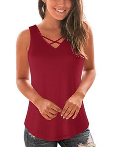 เสื้อกล้ามผู้หญิง ผ้าถักโพลีเอสเตอร์ 180 กรัม คอทรงโอ สายเดี่ยวบาง ผูกโบว์ สไตล์ลำลอง ระบายอากาศ แห้งเร็ว เป็นมิตรกับสิ่งแวดล้อม เหมาะสำหรับฤดูร้อน - Product Image 1