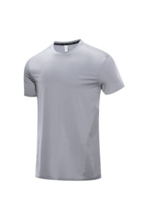 Camiseta de entrenamiento con logotipo personalizado para hombre, ropa deportiva transpirable y antiarrugas con patrón sólido, cuello redondo, serigrafía - Product Image 2