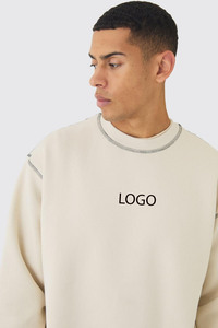 Sudadera gruesa con hombros caídos cortada y cosida con costuras en contraste bordado 3D sudaderas con capucha de punto en contraste 100% algodón - Product Image 3