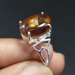 แหวนโมราเม็กซิกันสีเงินสเตอร์ลิง925อัญมณีเจียระไนแบบเรียบอัญมณีสำหรับงานแต่งงานและงานเลี้ยง - Product Image 2