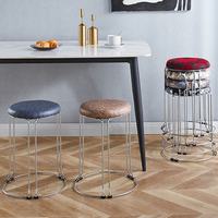 Chaise de bar en acier de style nordique, tabouret de salle à manger haut minimaliste et tendance pour îlot de cuisine, siège domestique en métal épaissi