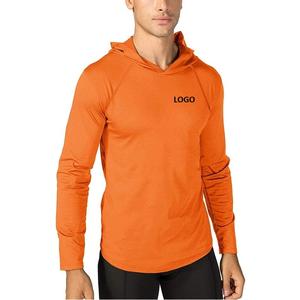 T-shirt à capuche de gymnastique en coton personnalisé de couleur orange uni pour hommes, Offre Spéciale multicolore pour garçons, taille plus, vierge, respirant, OEM - Product Image 1