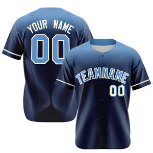 Jersey de béisbol con botón degradado de alta calidad con transición de color en el pecho superior y rayas para personalización de equipos o escuelas - Product Image 4