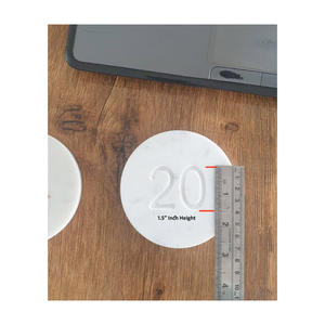 Posavasos de grabado intrincado personalizado Rajasthan indio mármol puro pulido a mano Oficina hogar decorativo té piedra artesanías - Product Image 4