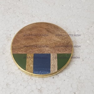 Personnalisé en gros Mini artisanat en bois et résine fabricant de palettes sous-verre ensemble naturel inachevé 4 "sous-verre rond en bois - Product Image 3