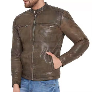 Custom Made Men's Coated <b>Winter</b> <b>Leather</b> <b>Jacket</b>-High Quality Eco-Friendly Casual Front Logo - Product Image 1