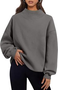 Cómoda sudadera de mujer cuello alto cálido pulóver manga larga estilo de ajuste relajado - Product Image 6
